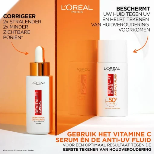 L’Oréal Paris Revitalift Clinical Anti-UV Fluid SPF 50 en Vitamine C - Afbeelding 2