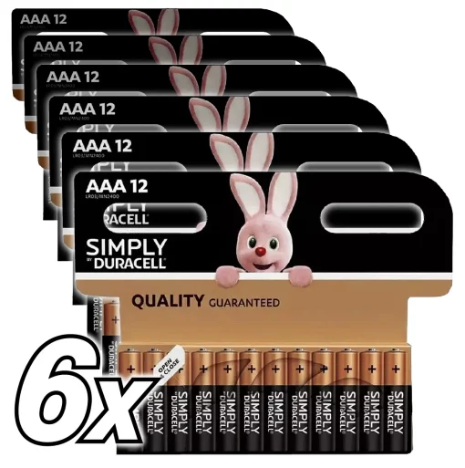 Bulkverpakking Duracell Plus Alkaline AAA batterijen - 6x12 stuks