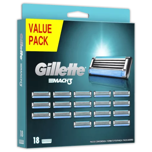 Gillette Mach3 Mesjes 18-Pack schuinlinks