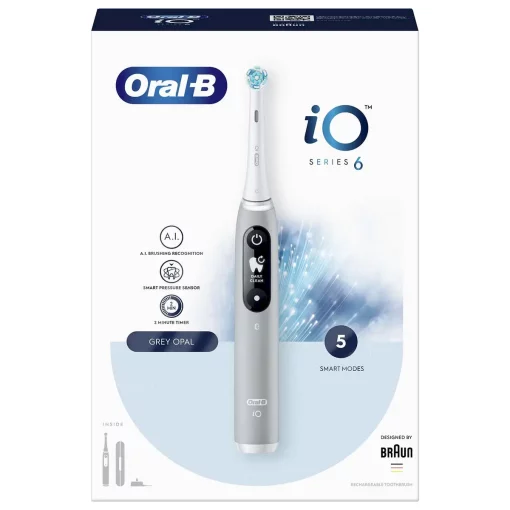 Oral-B iO6 Grey Opal Elektrische Tandenborstel doos