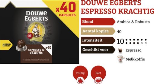 Douwe Egberts Espresso Krachtig - Intensiteit 10/12 - 5 x 40 capsules - Afbeelding 4