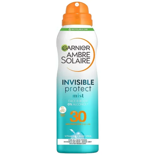 Garnier Ambre Solaire Zonnebrand Invisible Protect Mist SPF30 spray met Vitamine E+ Aloe Vera 200ml verapakking spray