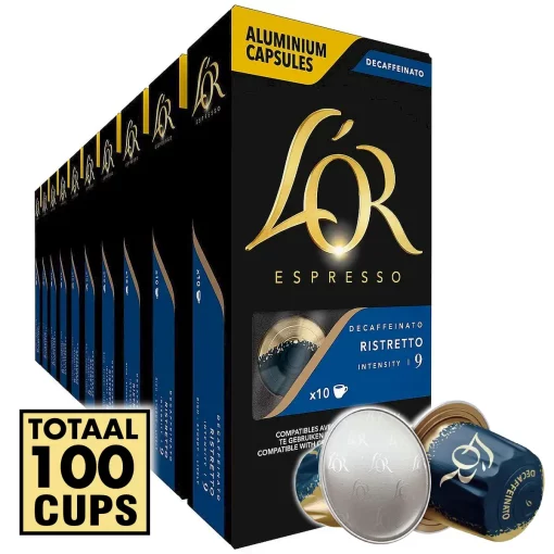 L'OR Espresso Ristretto Decaffeinato Koffiecups Intensiteit 9/12 100 cups