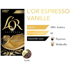 L'Or Vanille Espresso Koffiecups 100 capsules (10x10) sterkte