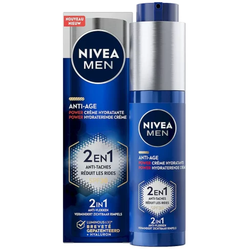 NIVEA MEN Anti-Age 2in1 Power Gezichtsserum – Hyaluronzuur en Luminous630 – 50 ml