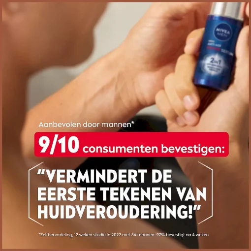 NIVEA MEN Anti-Age 2in1 Power Gezichtsserum – Hyaluronzuur en Luminous630 – 50 ml vermindert huidveroudering