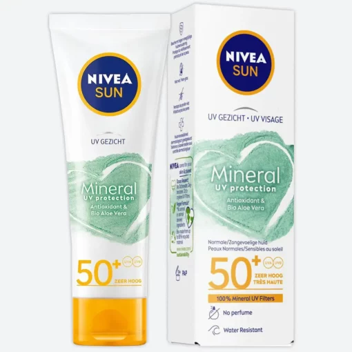 Nivea Sun UV Face Mineral UV Protection Zonnebrand Crème Gezicht SPF50 50ml verpakking