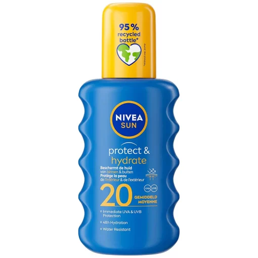 Nivea Sun Zonnebrand Spray Protect en Hydrate SPF20 Zonnespray 200ml - verpakking