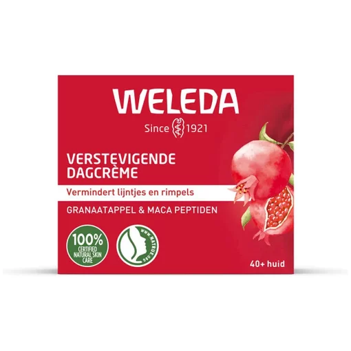 WELEDA Verstevigende Dagcrème Granaatappel & Maca 40ml - 100% natuurlijk verpakking met schaduw