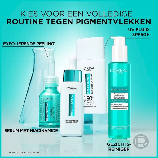 L'Oréal Bright Reveal Dark Spot UV Fluid Moisturizer SPF50+ routine tegen pigmentvlekken