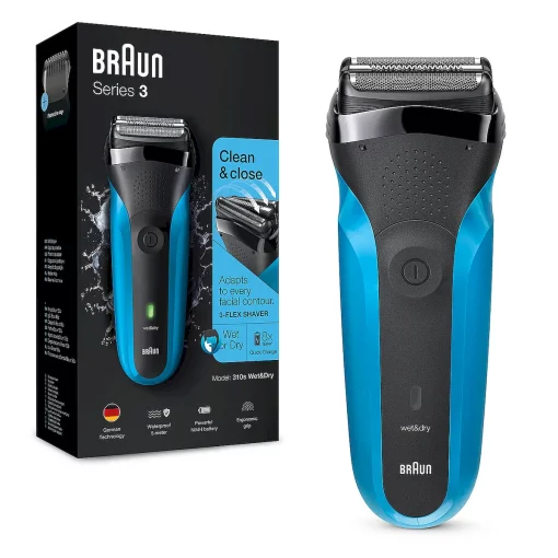 Braun Series 3 310s oplaadbaar Wet&Dry elektrisch scheerapparaat, blauw