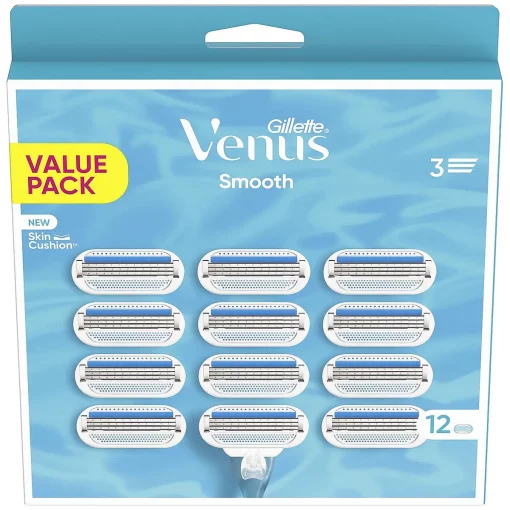 Gillette Venus Smooth 12 Scheermesjes met Beschermende Kussentjes