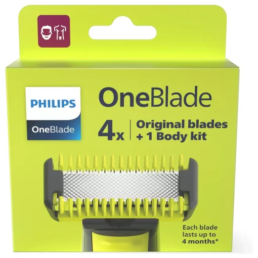 Philips OneBlade Original Blade QP310/50 Vervangmesjes Body Kit 4 stuks verpakking front