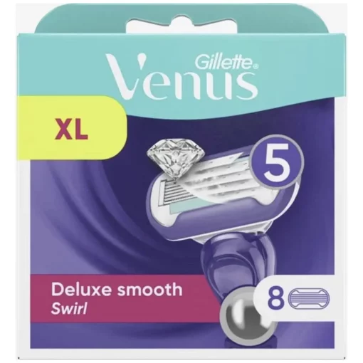 Gillette Venus Deluxe Smooth Swirl Scheermesjes Voor Vrouwen - 8 Navulmesjes verpakking voorzijde