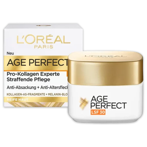 L'Oréal Paris Age Perfect Pro-Collagen Expert Dagcrème SPF 30, 50 ml verpakking en potje