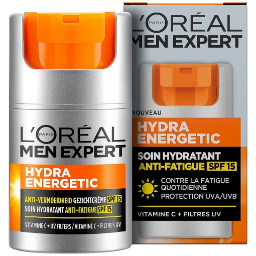 L'Oréal Paris Hydra Energetic Hydraterende Dagcrème SPF15 50ml verpakking en flacon