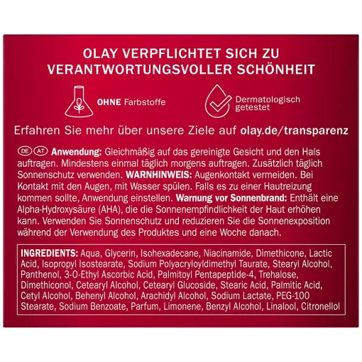 Olay Dagcrème AHA 24 + Vitamine C, 50 ml verpakking zijkant links