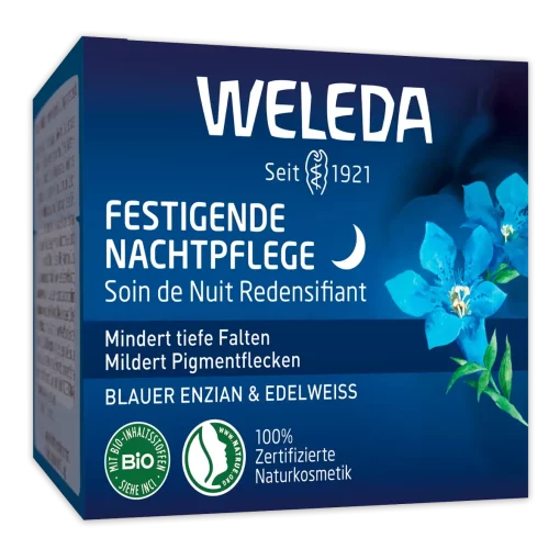 Weleda Nachtcrème verstevigende blauwe gentiaan & edelweiss, 40 ml verpakking voorzijde