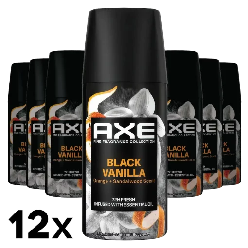 12-pack Axe Black Vanilla Deodorantspray, Reisformaat, 35 ml