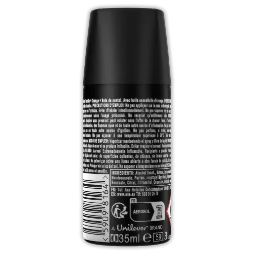 Axe Black Vanilla Deodorantspray, Reisformaat, 35 ml achterzijde