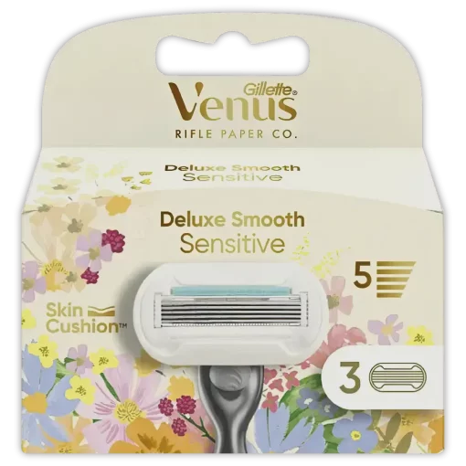 Gillette Venus Deluxe Smooth Sensitive Scheermesjes Rifle Paper Co. Editie, 3 Stuks Met microkam