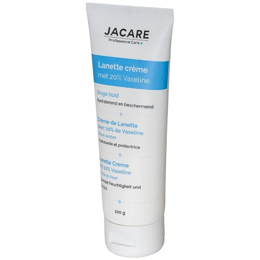 Jacare Lanette Creme 20% Vaseline 100 gr tube schuinaanzicht