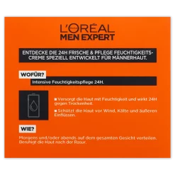 L'oreal Men Expert Hydra Intensive - Hydraterende gezichtscrème voor mannen verpakking achterzijde