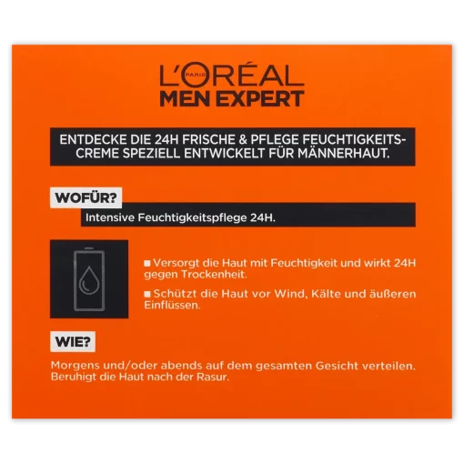 L'oreal Men Expert Hydra Intensive - Hydraterende gezichtscrème voor mannen verpakking achterzijde