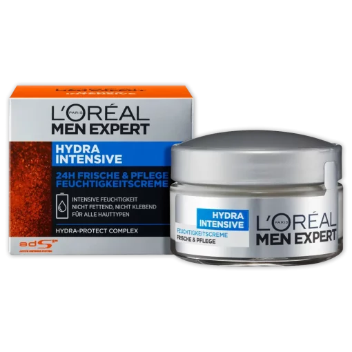 L'oreal Men Expert Hydra Intensive - Hydraterende gezichtscrème voor mannen verpakking en potje