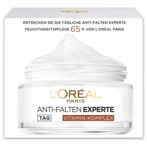 L'Oréal Paris Anti Rimpel Gezichtscrème Expert 65+, 50 ml verpakking linkerzijde