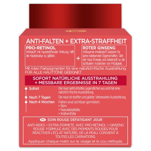 L'Oréal Paris Dagcrème Revitalift Crème Rouge achterzijde verpakking