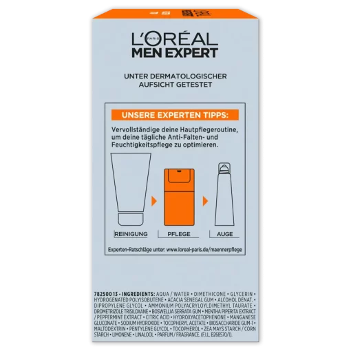 L'Oréal Paris Men Expert Gezichtscrème Anti-rimpel Vochtinbrengende Crème 50 ml verpakking achterzijde