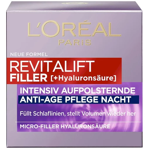 L'Oréal Paris Nachtcrème Revitalift Filler, 50ml verpakking voorzijde