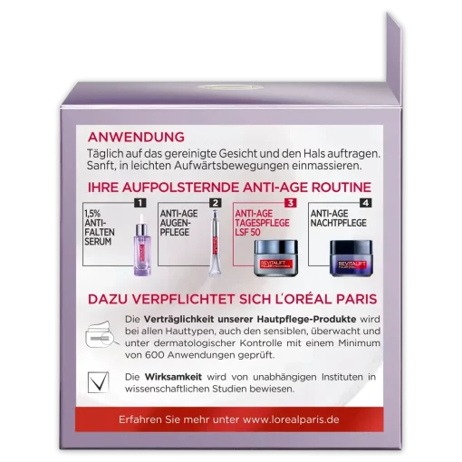 L'Oréal Paris Revitalift Filler + Hyaluronzuur verpakking linkerzijde