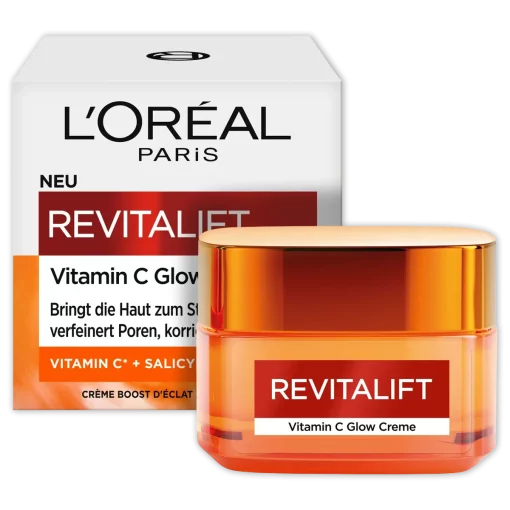 L'Oréal Paris Revitalift Vitamine C Glow Creme 50 ml verpakking en potje