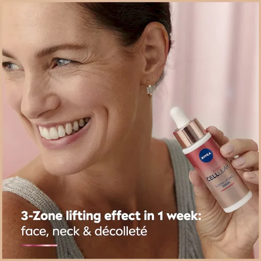 NIVEA CELLular Expert Lift Serum Gezicht - Oogserum met Liftend effect - Gezichtsserum Met Bakuchiol - Alternatief voor Retinol - 30ml 3 zones lifting