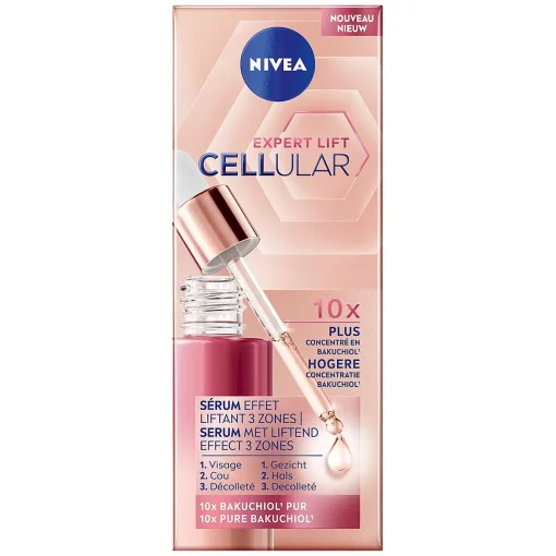 NIVEA CELLular Expert Lift Serum Gezicht - Oogserum met Liftend effect - Gezichtsserum Met Bakuchiol - Alternatief voor Retinol - 30ml verpakking voorzijde