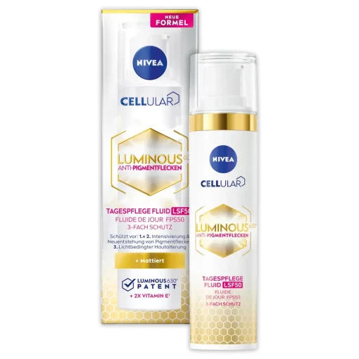 Nivea Cellular LUMINOUS630 Anti-Spot Dagcrème Gezicht SPF 50 - 40 ml verpakking en flacon