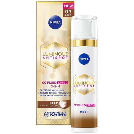 NIVEA Cellular LUMINOUS630 CC Fluid Cream met SPF 30 Dark - Anti-Pigmentvlekken Crème - Gekleurde Dagcrème - Gezichtscreme - 40ml