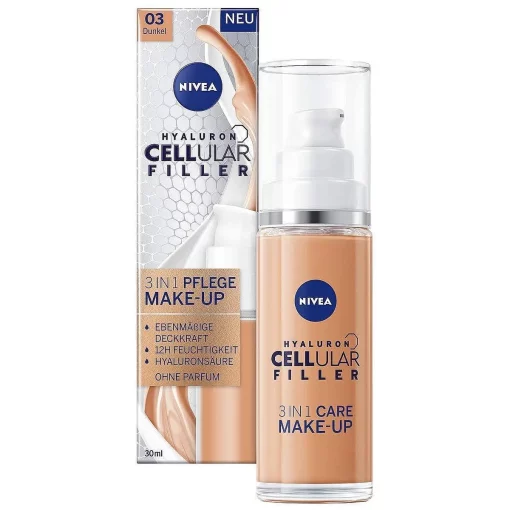 NIVEA Hyaluron Cellular Filler 3-in-1 verzorgende make-up 03 Donker 30ml