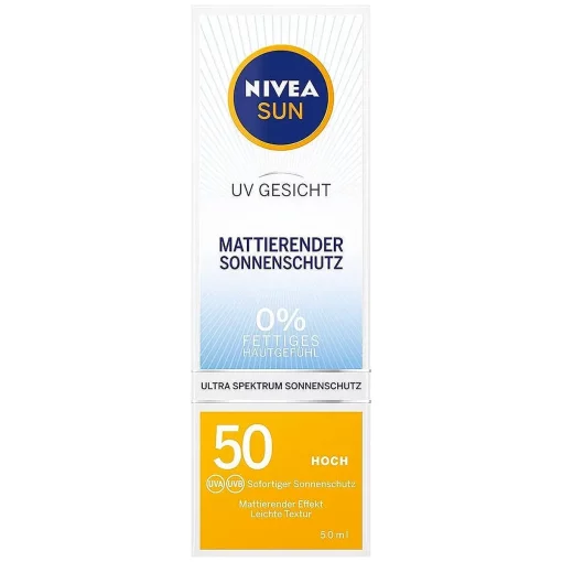 Nivea Sun Zonnematerende gezichtscrème SPF50, 50 ml verpakking voorzijde