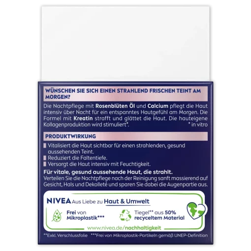 Nivea Vital Stralende Nachtcrème 50ml verpakking achterzijde