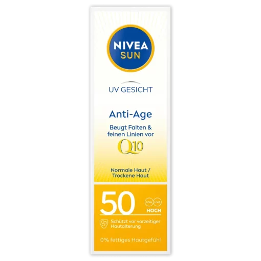 Nivea Zonnebrandcrème Gezicht Anti Age LSF50 50 ml verpakking voorzijde