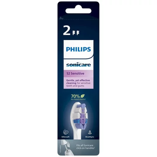 Philips Sonicare Optimal Sensitive - Opzetborstels - Wit - Verpakking van 2 - HX6052/10 verpakking voorzijde