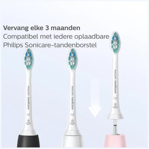 Philips Sonicare W2 Optimal White HX6068/13 - Opzetborstels - 8 stuks vervang elke 3 maanden