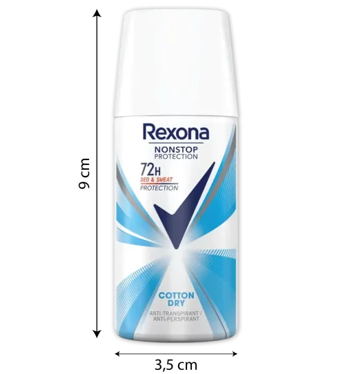 Rexona Anti-transpirant deodorantspray Nonstop Protection Cotton Dry, reisformaat, 35 ml formaat