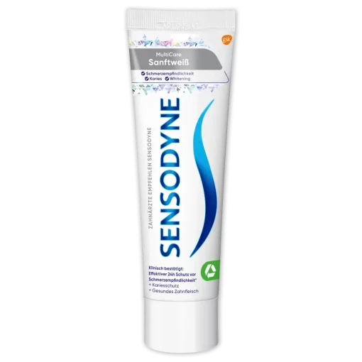 Sensodyne Tandpasta MultiCare zacht wit, 75 ml tube voorzijde