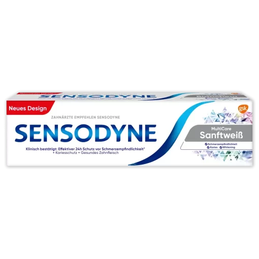 Sensodyne Tandpasta MultiCare zacht wit, 75 ml verpakking voorzijde