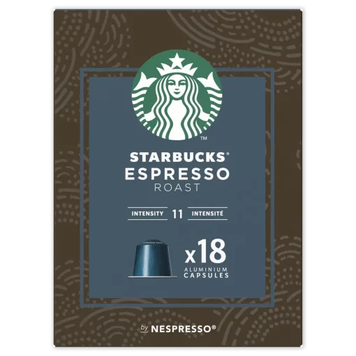 Starbucks by Nespresso capsules Espresso Roast koffiecups, 18 stuks voorzijde verpakking