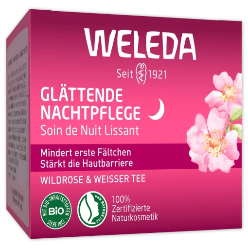 Weleda Nachtcrème Verzachtende Wilde Roos & Witte Thee, 40 ml verpakking voorzijde